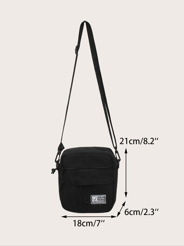 2024 Summer Men's Casual Simple Solid Everyday Shoulder Bag for School, Letter Label Zipper Crossbody Bag, Designer Crossbody Bags, Square Crossbody Bag for Daily Outdoor, for Street