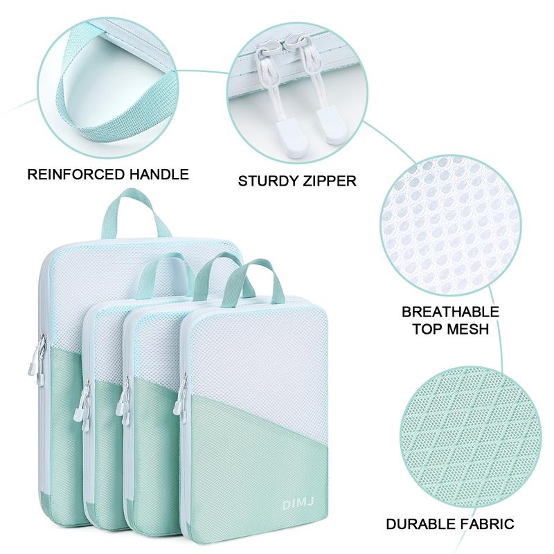 DIMJ 7 Sets Compression Packing Cubes for Travel Packing Cubes Lightweight Packing Cubes for Suitcase Travel Cubes for Packing Compression With Shoes Bag Laundry Bag Underwear Bag hanging toiletrybag travel organizer Travel Luggage