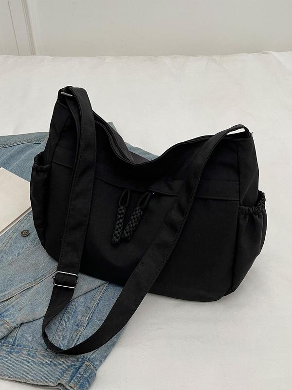 Men's Casual Plain Canvas Zipper Crossbody Bag, Fashionable Large Capacity Shoulder Bag for Daily Used, Casual Trendy Versatile Daily Commuting Bag