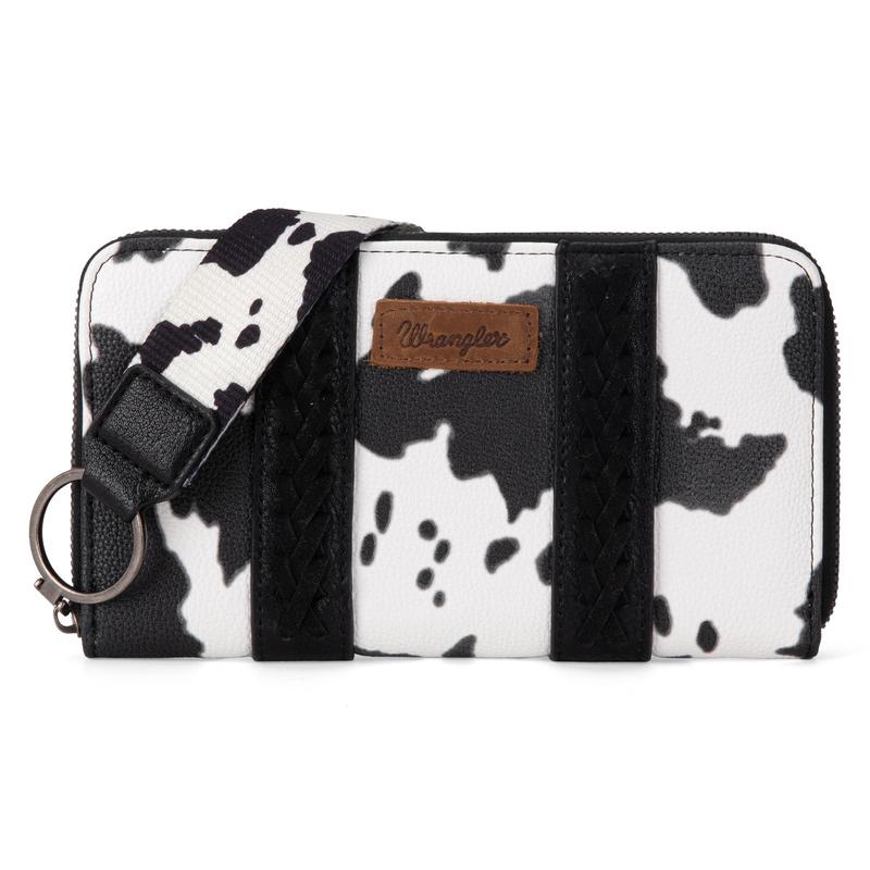 Wrangler Western Fashion Cow Print Tote bag and Wallet 2 PCS