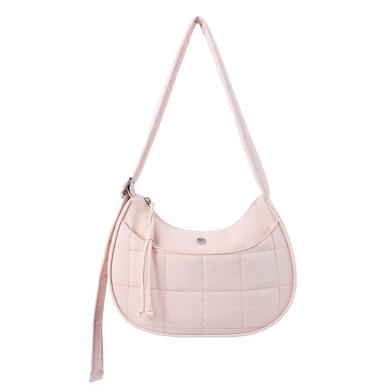 WESTBRONCO Puffer Crescent Shoulder Crossbody Bag Quilted Half Moon Bags for Women Nylon Handbag with Adjustable Strap