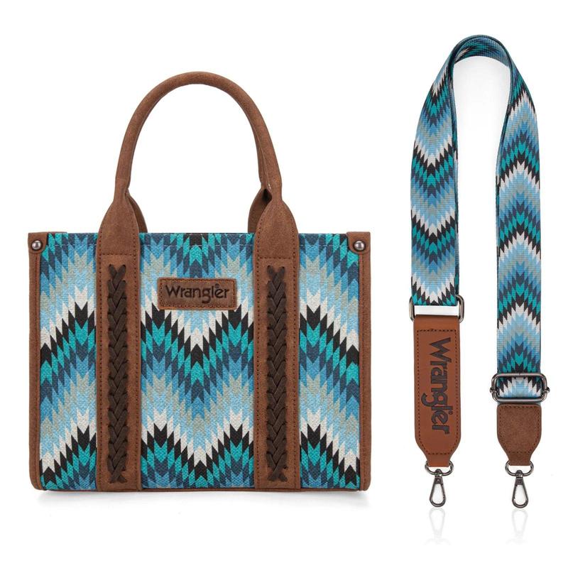 Wrangler Retro Chevron Southwestern Print Dual Sided Print Crossbody Tote Handbag