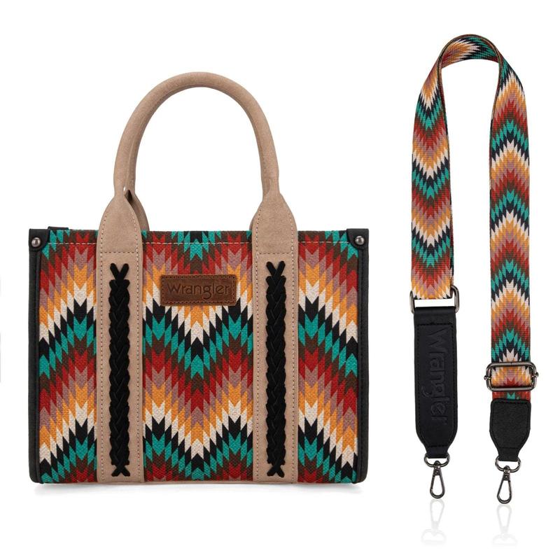 Wrangler Retro Chevron Southwestern Print Dual Sided Print Crossbody Tote Handbag