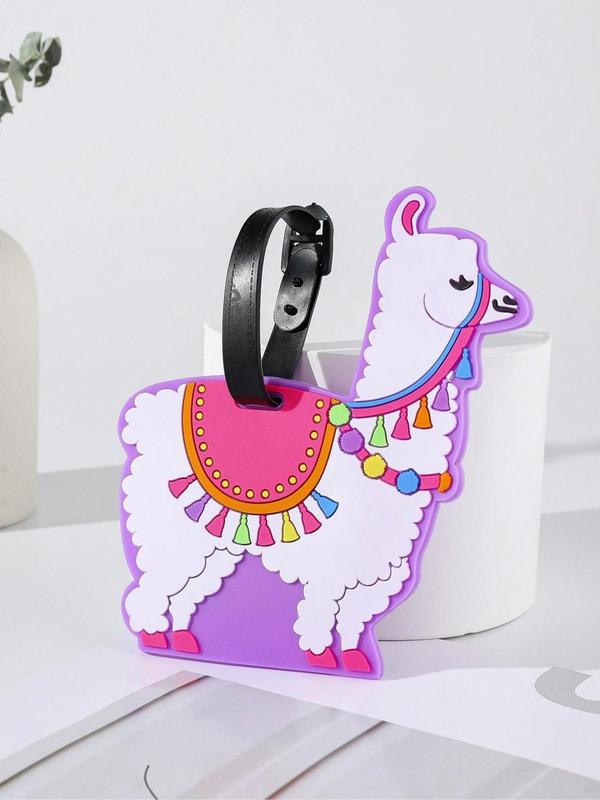 Cute Cartoon Llama Design Luggage Tag, Animal Design Luggage Tag, Portable Travel Accessories for Women & Men