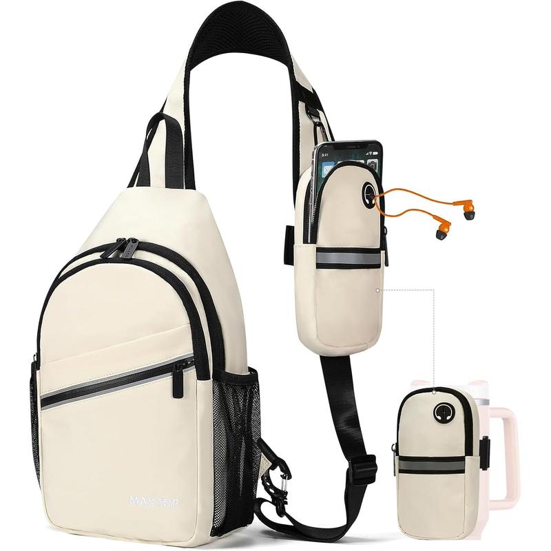 MAXTOP Sling Backpack Crossbody Sling Bag with Detachable Phone Bag for Unisex Multipurpose Travel Hiking Chest Bag