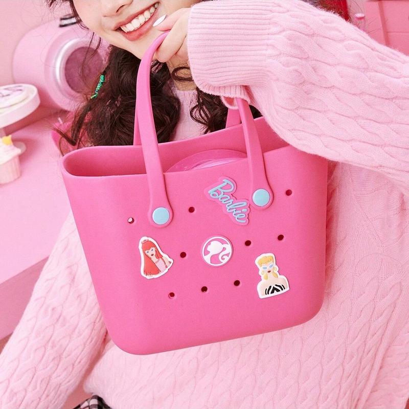 [Holiday Special]  Barbie Lunch Bag for Women - Cute Crocs Design, Durable Lunch Tote Bags for Girls, Suitable Size in Pink, Pale Pink, and Blue with Handle, Ideal for School, Work, and Barbie Daylight Shiny Series