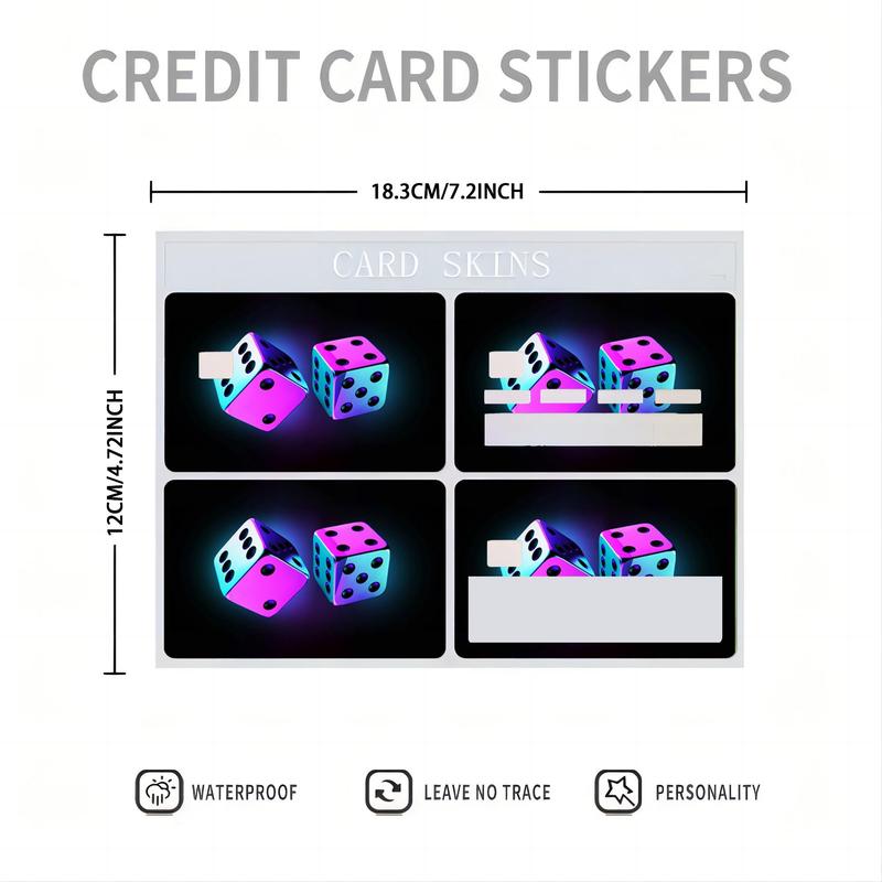 Credit Card Skin, 4 Counts set Removable PVC Card Protector, Decorative Card Sticker for Credit Card, Key Card, Savings Card