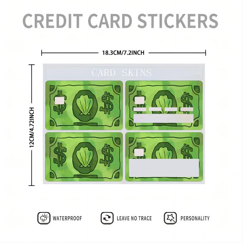 Credit Card Skin, 4 Counts set Removable PVC Card Protector, Decorative Card Sticker for Credit Card, Key Card, Savings Card