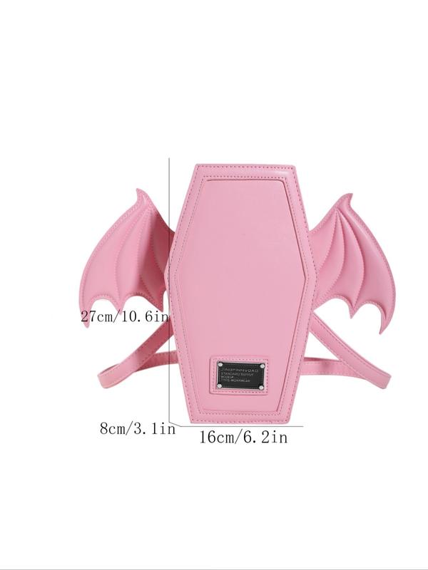 Women's Fashionable Punky Style Plain Bat Wing Decor Letter Label Funny Backpack, Novelty Matching Backpack for Women with Adjustable Strap for Daily Used, Fall Outfits, Fall Freshness