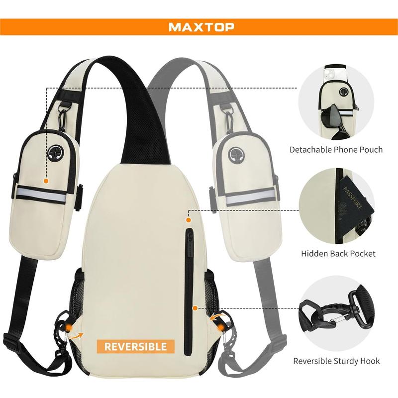 MAXTOP Sling Backpack Crossbody Sling Bag with Detachable Phone Bag for Unisex Multipurpose Travel Hiking Chest Bag