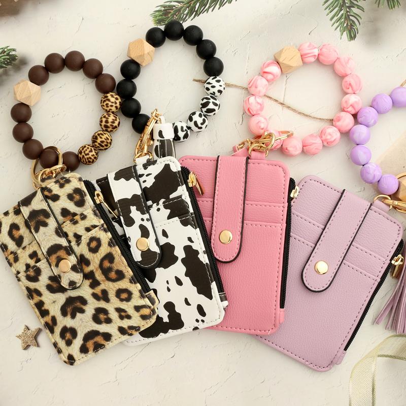 24 Ornament Document Package Folded Card Holder Silica Gel Bracelet Bracelet Keychain Leather Wallet