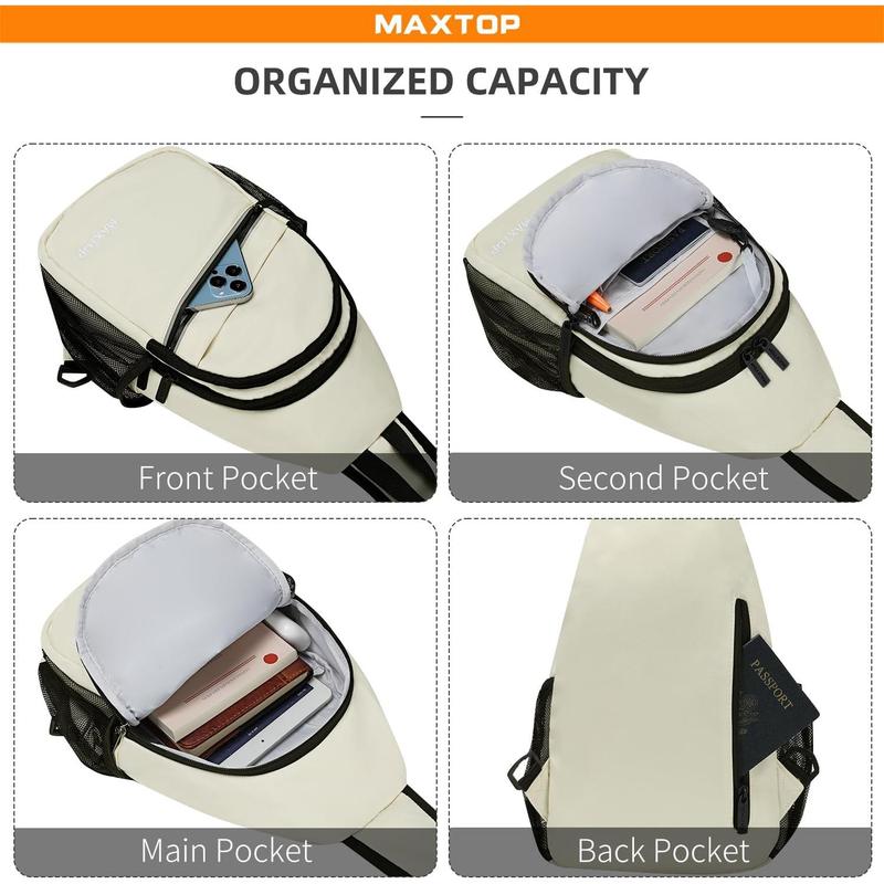 MAXTOP Sling Backpack Crossbody Sling Bag with Detachable Phone Bag for Unisex Multipurpose Travel Hiking Chest Bag