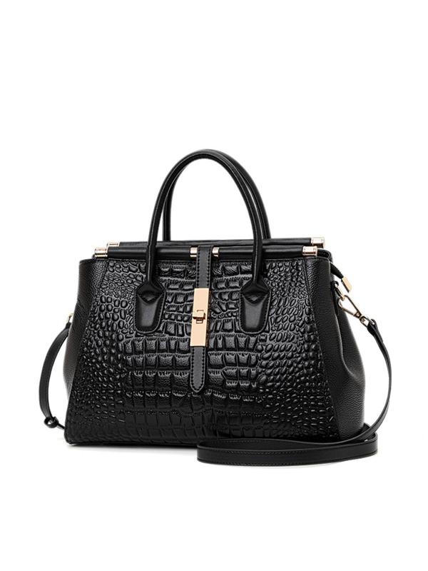 Women's Fashionable Crocodile Embossed Handbag, Large Capacity Crossbody Bag for Daily Used, Casual Trendy Versatile High-quality Daily Commuting Bag