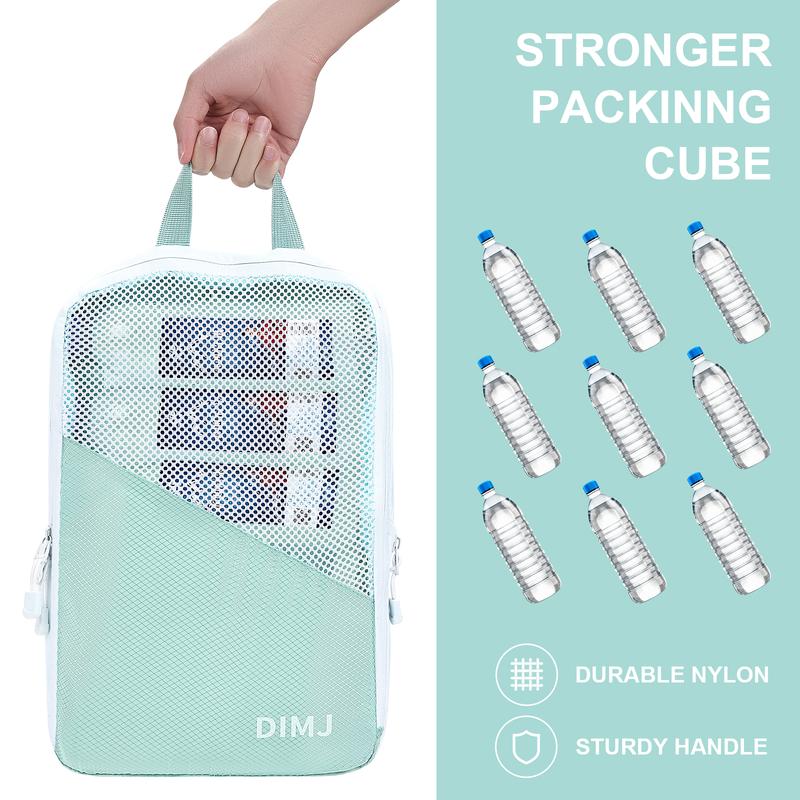 DIMJ 7 Sets Compression Packing Cubes for Travel Packing Cubes Lightweight Packing Cubes for Suitcase Travel Cubes for Packing Compression With Shoes Bag Laundry Bag Underwear Bag hanging toiletrybag travel organizer Travel Luggage