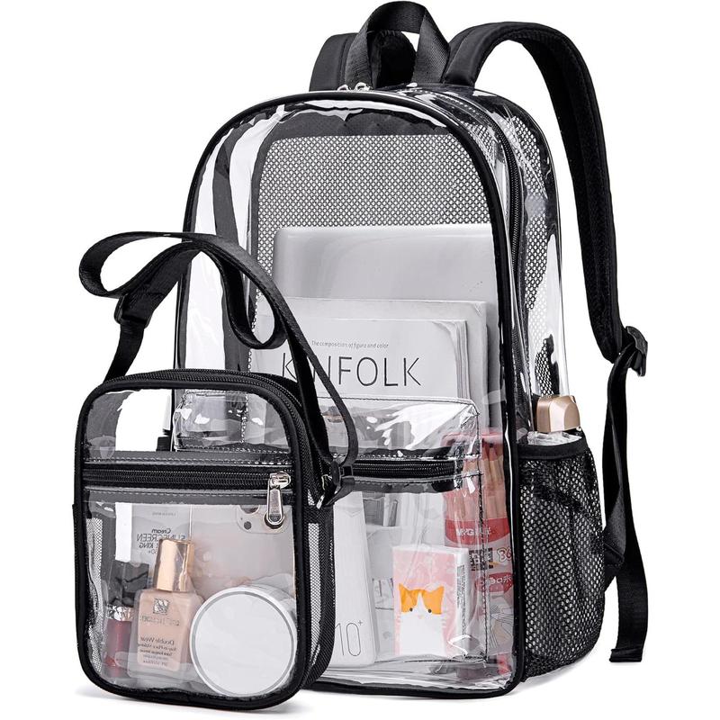 LOIDOU Clear Backpack Heavy Duty Large Clear Bookbag Transparent Backpacks See Through Backpack for College Work Travel