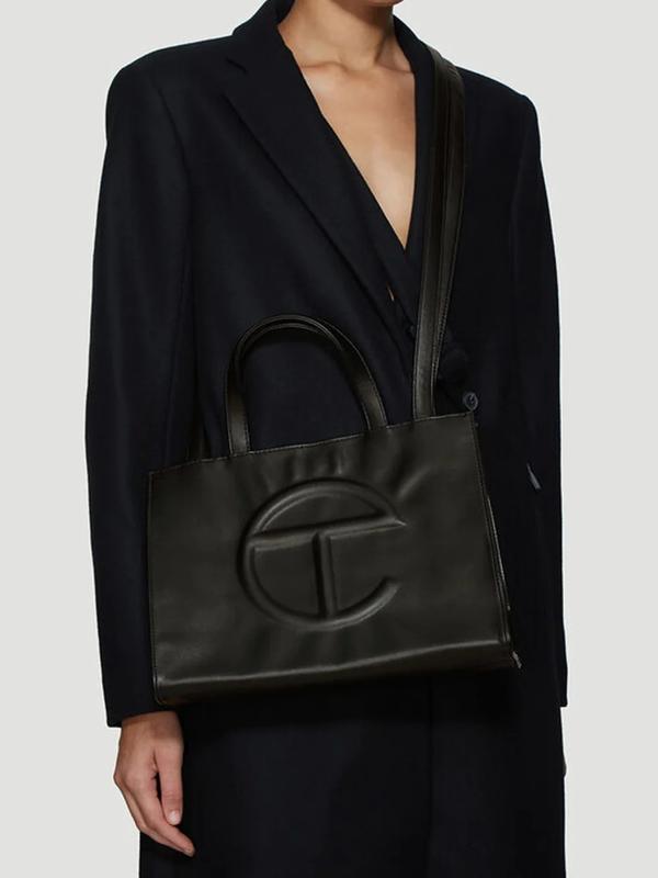 Telfar Medium Leather Shopping Bag - Black for Women