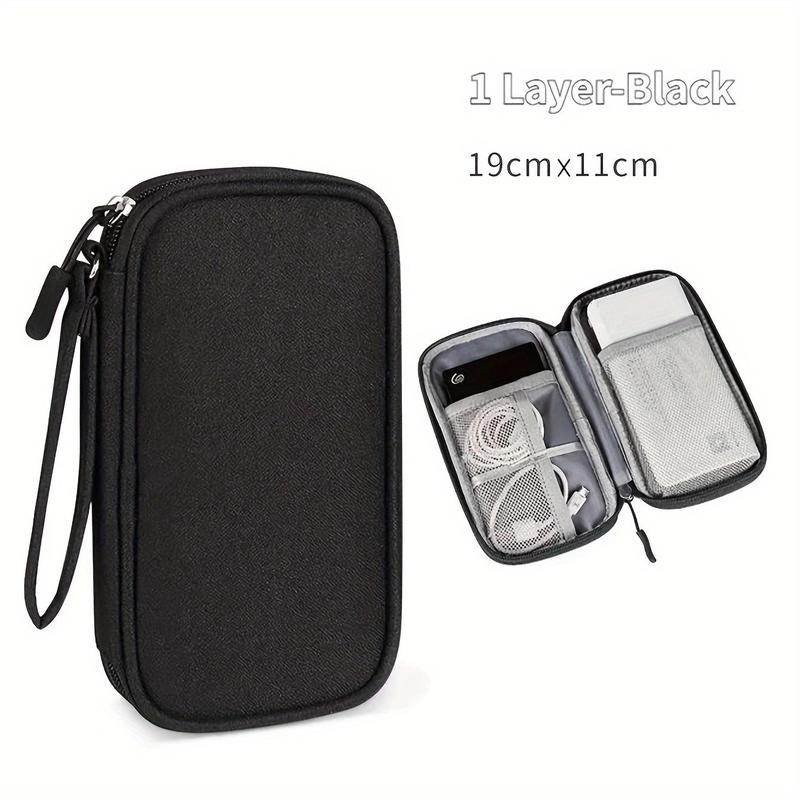 Travel Electronics Storage Bag, 1 Count Waterproof 1-layer 2-layer Storage Bag, Perfect for U Disk, Hard Disk, Headphone, and Power Bank