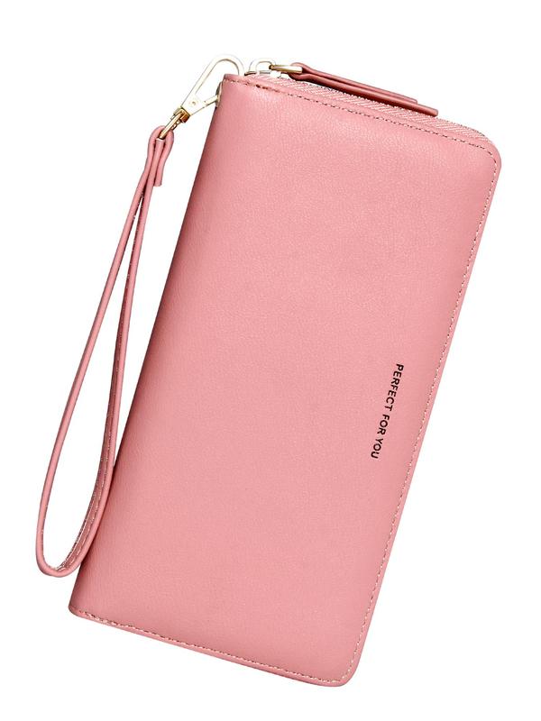 Women's Solid Color Long Wallet, Casual Multi Card Slot Zipper Clutch Purse, Casual Trendy Versatile High-quality Daily Wristlet