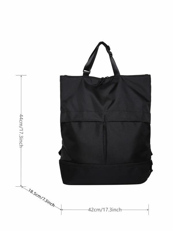 Solid Color Simple Plain Nylon Backpack, Lightweight Large Capacity Zipper Backpack, Unisex