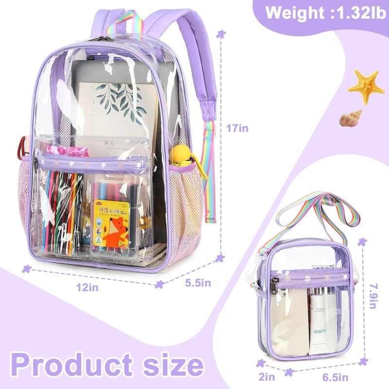 LOIDOU Clear Backpack Heavy Duty Large Clear Bookbag Transparent Backpacks See Through Backpack for College Work Travel