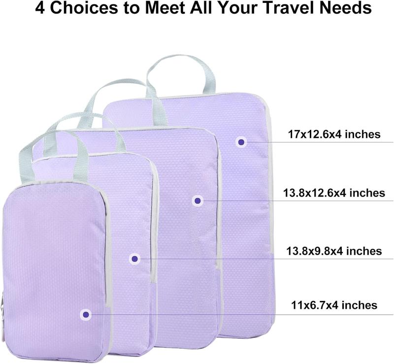 4 Set  Packing Cubes, Travel Luggage Organizers and Storage Packing Cubes (Purple)