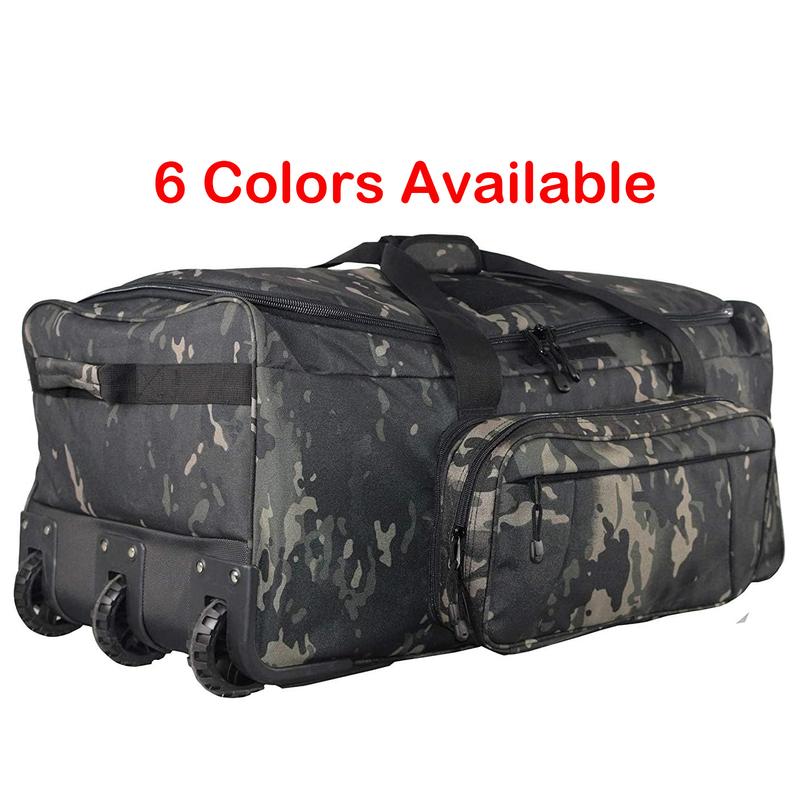 Heavy-Duty X-Large Military Tactical Wheeled Rolling Duffel Trolley Bag For Deployment Traveling Camping Sporting