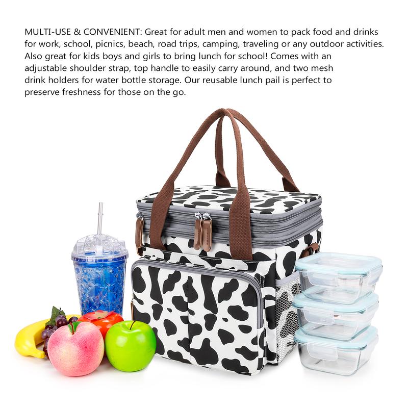 Lunch Bag for Women Men Double Deck Expandable Lunch Box,Large Lunch Bags,Leakproof Lunch Box Cooler Bag