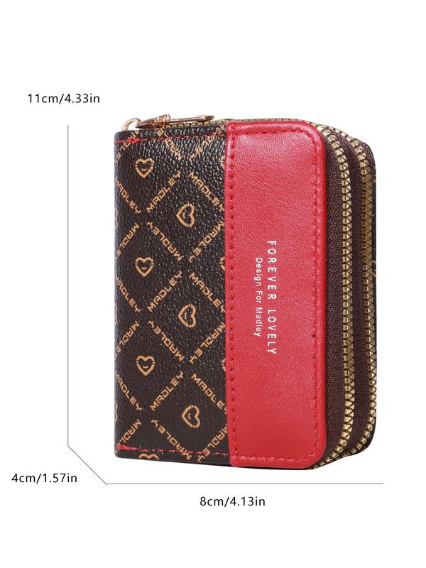 Women's Business Style Colorblock Letter Pattern Zipper Short Wallet, Casual Trendy Versatile Card Holder, Fashionable Wallet for Daily Use