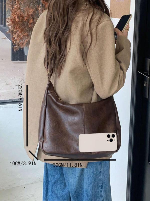 Women's Solid Color Shoulder Bag, Fashionable Large Capacity Crossbody Bag for Daily Used, Casual Trendy Versatile High-quality Daily Commuting Bag