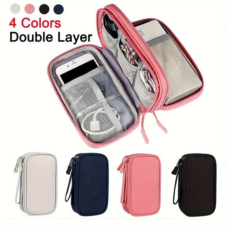 Travel Electronics Storage Bag, 1 Count Waterproof 1-layer 2-layer Storage Bag, Perfect for U Disk, Hard Disk, Headphone, and Power Bank