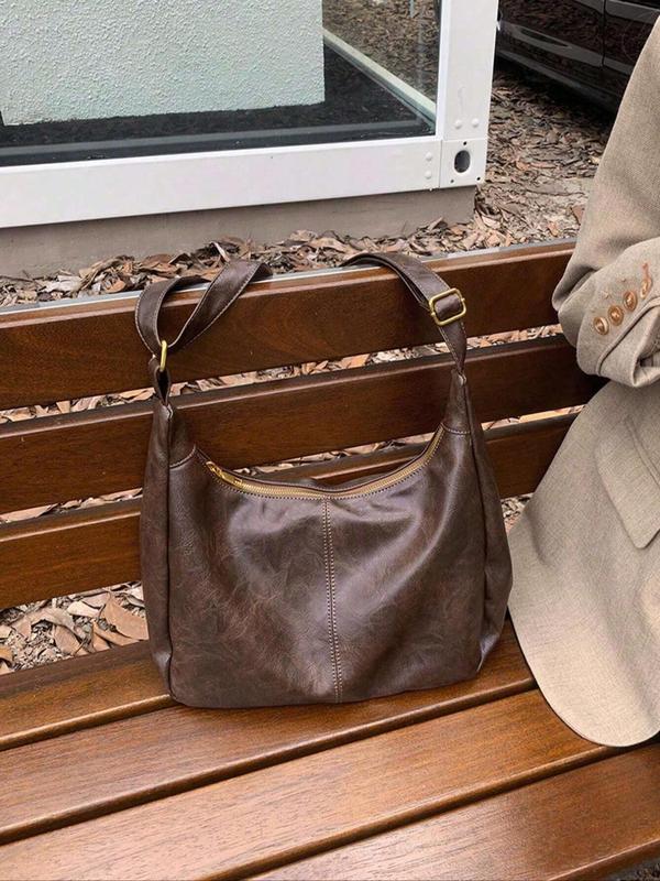 Women's Solid Color Shoulder Bag, Fashionable Large Capacity Crossbody Bag for Daily Used, Casual Trendy Versatile High-quality Daily Commuting Bag