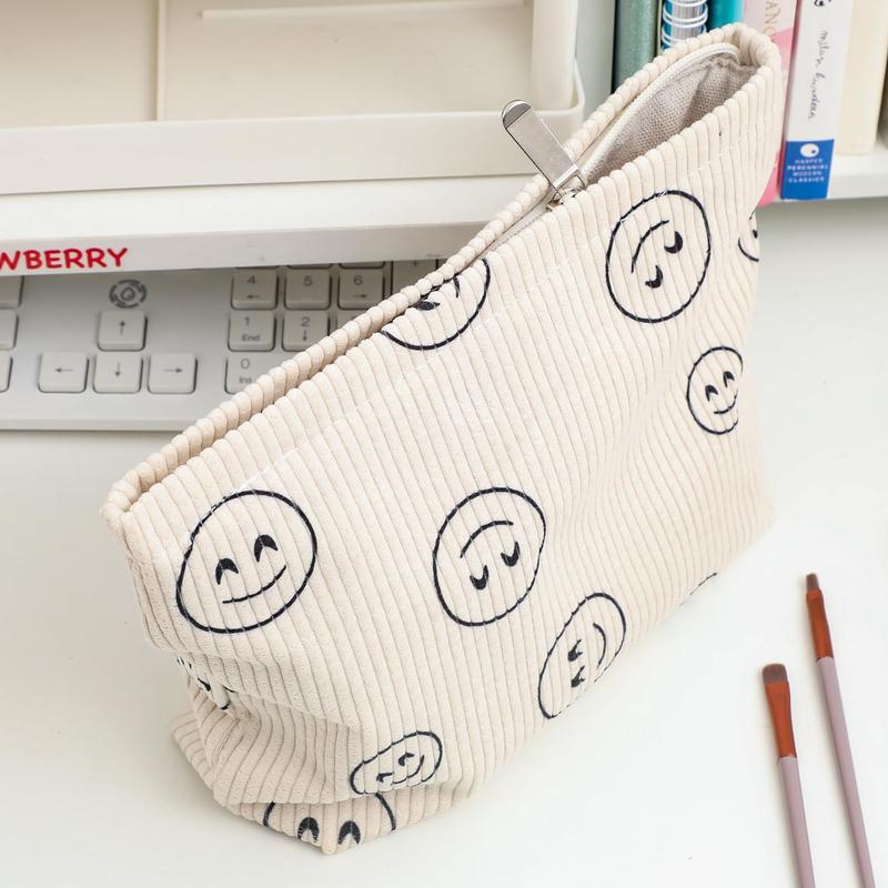 Cosmetic bag Makeup bag Preppy Cute Corduroy Toiletry bag for women travel essentials ( beige)