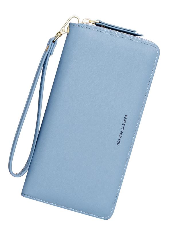 Women's Solid Color Long Wallet, Casual Multi Card Slot Zipper Clutch Purse, Casual Trendy Versatile High-quality Daily Wristlet