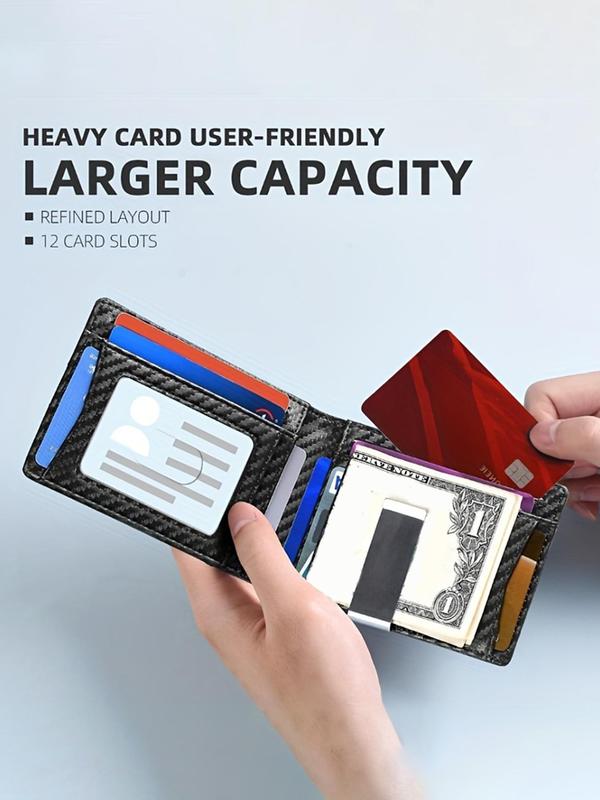 Men's Minimalist Carbon Fiber Card Holder, RFID Blocking Card Holder, Slim Wallet with Money Clip, Casual Trendy Versatile High-quality Daily Wallet