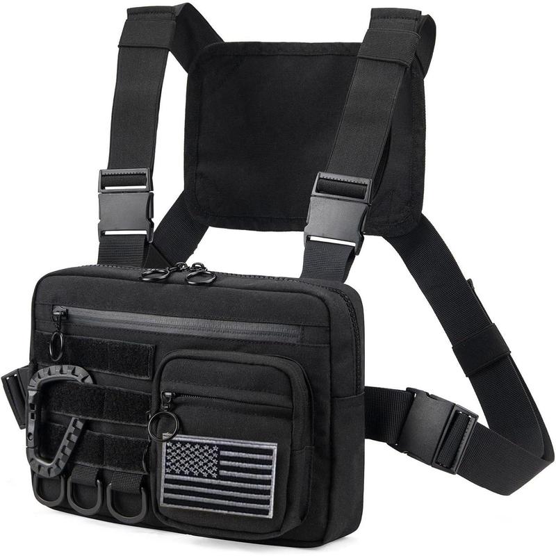 EDC Chest Pack, Versatile Utility Chest Rig Bag For Men. Water Resistant Chest Bag Vest & Pouch For Workouts, Running & Cycling