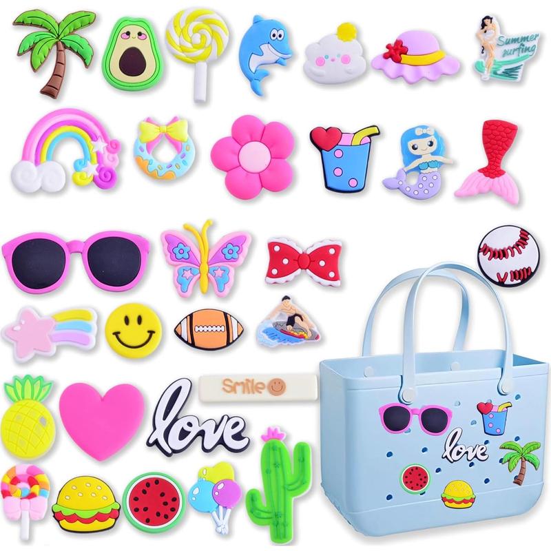 Bag 30pcs Charms for Bag Accessories Letters Baseball Beach Charms for Bag Cute Decoration Bag Charms for Bag Rubber Tote Beach Bags