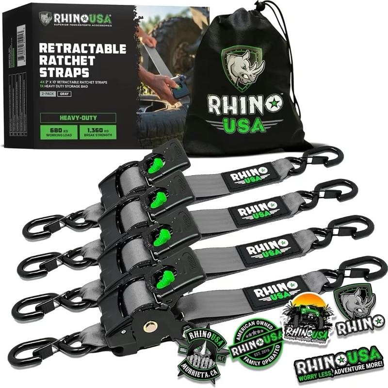 Rhino Auto Securing Straps - Ratchet Straps for Secure Carrying and Transport