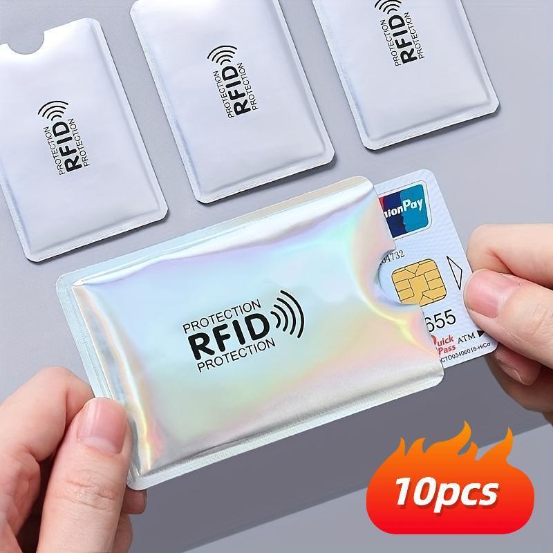 RFID Card Protector, 10pcs set Anti-slip Design Durable Aluminum NFC Blocking Cover for ID Card & Bank Card & Credit Card, Desk Accessories, Men Gifts