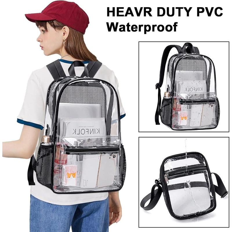 LOIDOU Clear Backpack Heavy Duty Large Clear Bookbag Transparent Backpacks See Through Backpack for College Work Travel