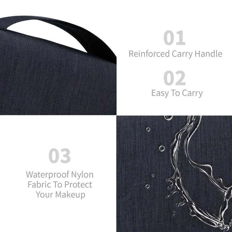 Large Capacity Toiletry Bag. With hanging hook. For men & women. Black. Waterproof plain storage bags.