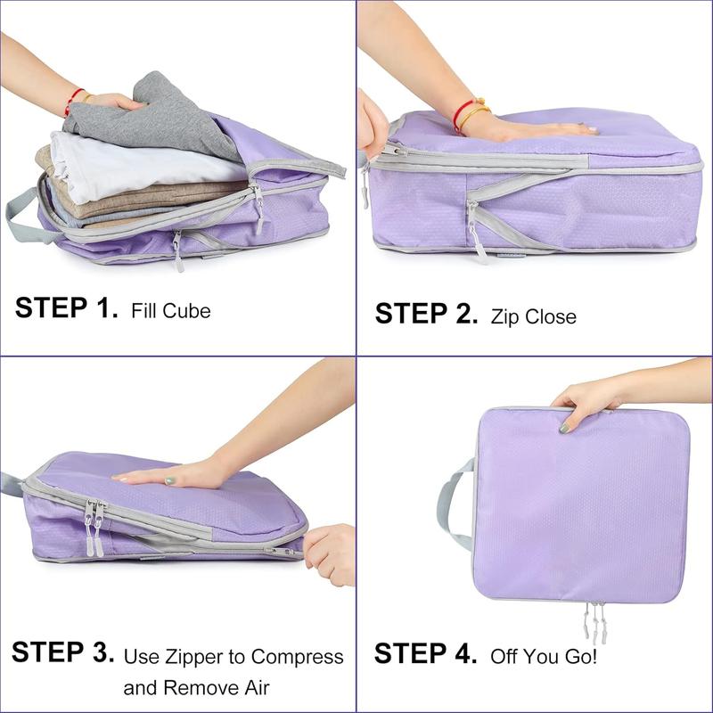 4 Set  Packing Cubes, Travel Luggage Organizers and Storage Packing Cubes (Purple)