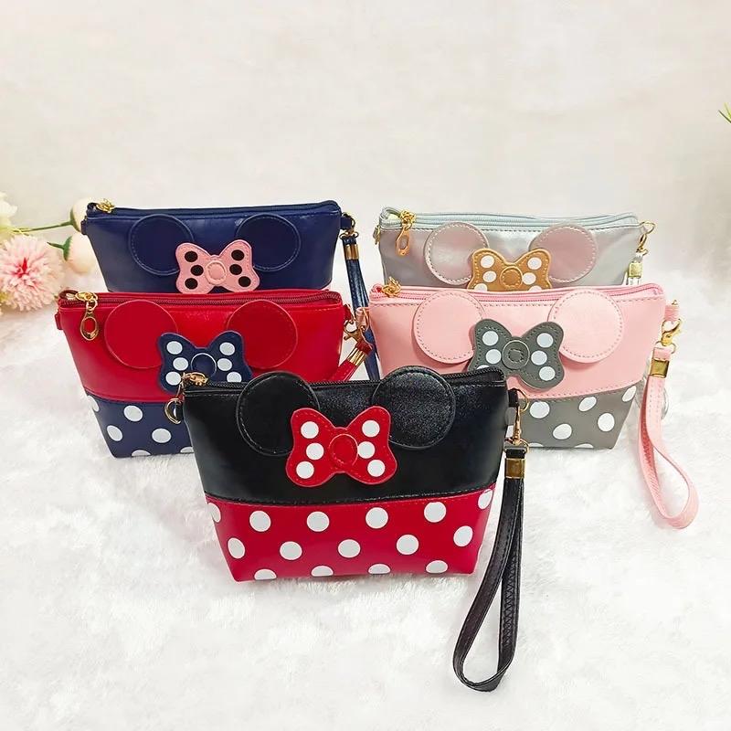 Mickey Bow Dot PU Travel Organizer Cosmetic Bag Fashion Makeup Bag Wash Toiletry Bag Quality Bag Organizer Beauty Case Transparent