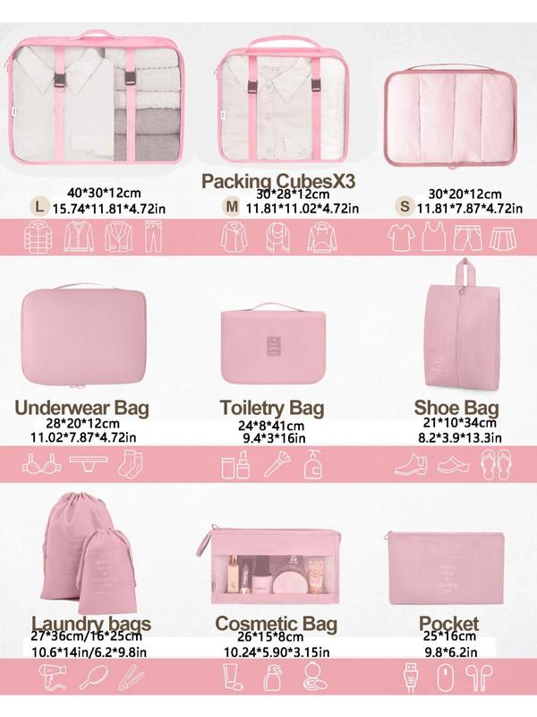 Fall Portable Travel Storage Bag Set, Including Large Storage Bag, Shoe Bag, Underwear Bag, Cosmetic Bag, Makeup Bag, Toiletry Bag, Laundry Bag, Zipper Storage Bag, Fall Outfits, Fall Freshness