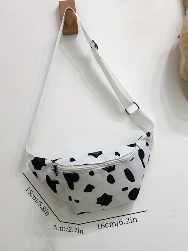 Women's Casual Chic Cow Pattern Zip Fanny Bag