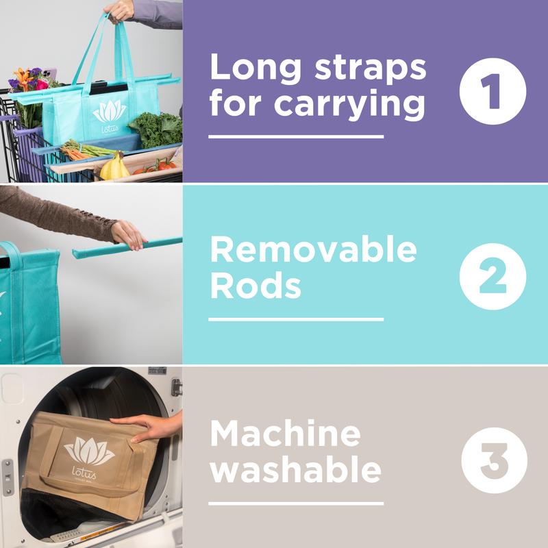 The Lotus Trolley Bag - Grocery Shopping Made Simple Reusable Large