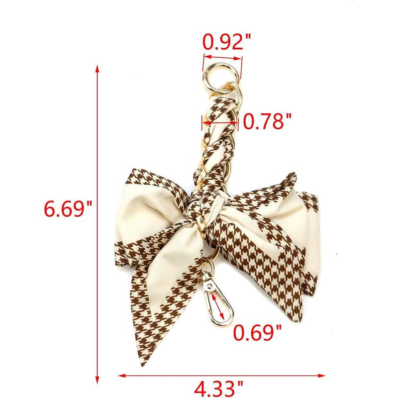 Handbag extender chain brown silk bowknot purse chain strap extender replacement Women bag scarf decoration for purse, handbags, bag, Cross bag