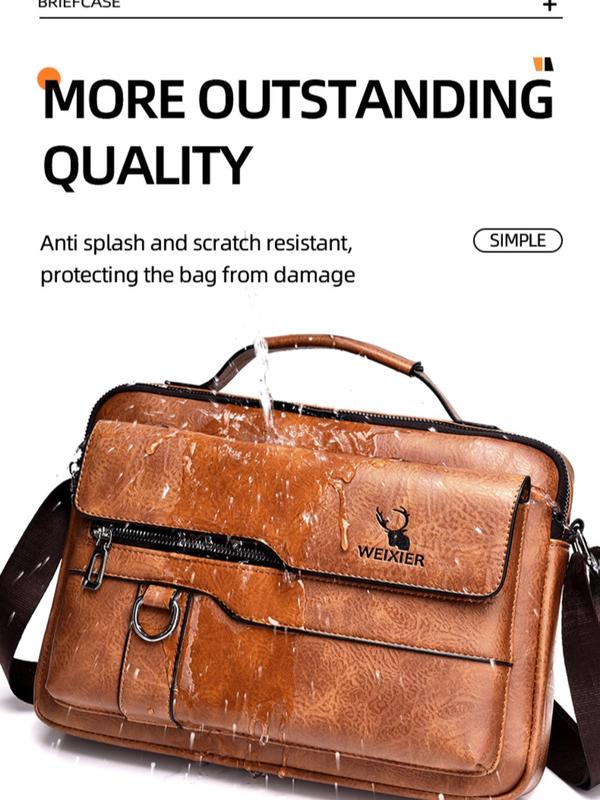 Men's Casual Plain Zipper Crossbody Bag with Adjustable Strap, Fashion Letter & Animal Embossed Pu Leather Shoulder Bag for Daily Used, Casual Trendy Versatile High-quality Daily Commuting Bag