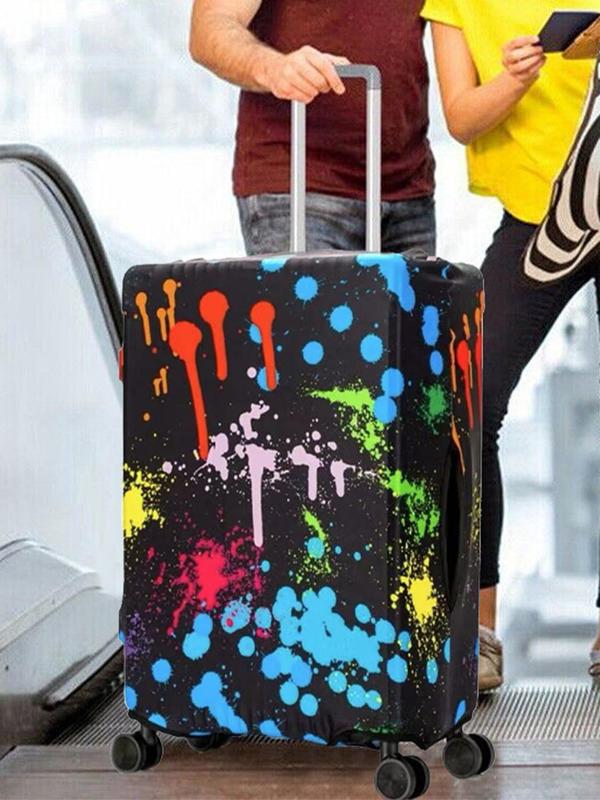 Colorblock Pattern Travel Luggage Cover, Elastic Dust Cover for Men and Women, Fashionable Luggage Cover for Trolley Suitcases