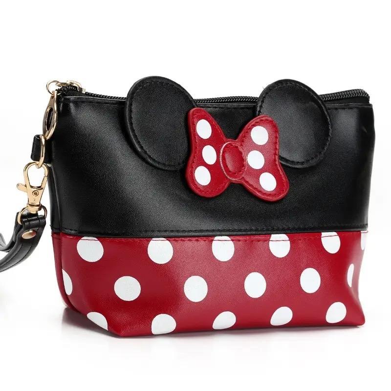 Mickey Bow Dot PU Travel Organizer Cosmetic Bag Fashion Makeup Bag Wash Toiletry Bag Quality Bag Organizer Beauty Case Transparent