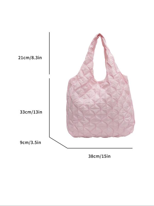 Women's Solid Color Ruched Bubble Grid Design Tote Bag, Large Capacity Shoulder Bag for Work & Daily Used, Casual Trendy Versatile High-quality Daily Commuting Bag